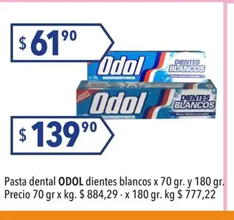 Odol Pasta dental dientes blancos x 70gr. y 180 gr.