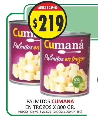 Supermercados Becerra Cumana Palmitos en Trozos x 800gr oferta