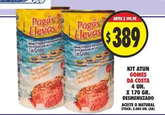 Supermercados Becerra Gomes da Costa Kit Atun 4un x 170gr Desmenuzado Aceite o Natural oferta