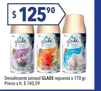 Hergo Glade Desodorante aerosol repuesto x 170gr. oferta