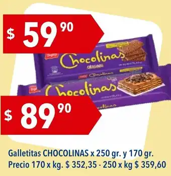 Hergo Chocolinas Galletitas x 250gr. y 170 gr. 59,90 oferta