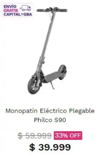 Frávega Monopatin Eléctrico Plegable Philco S90 oferta