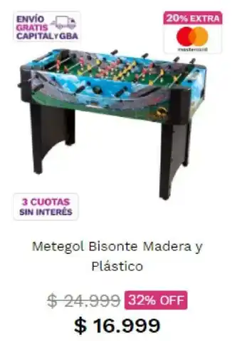 Frávega Metegol Bisonte Madera y Plástico oferta