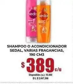 Cooperativa Obrera Shampoo o acondicionador sedal, varias fragancias oferta