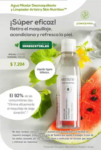 Amway Agua micellar desmaquillante y limpiador artistry skin nutrition oferta