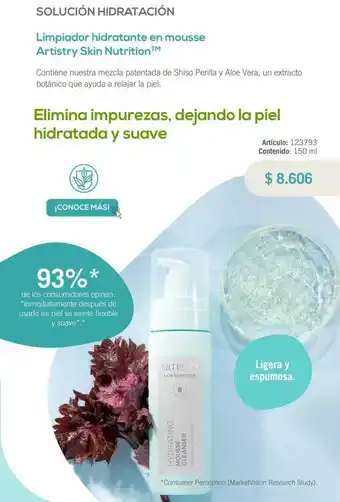 Amway Limpiador hidratante en mousse artistry skin nutrition oferta