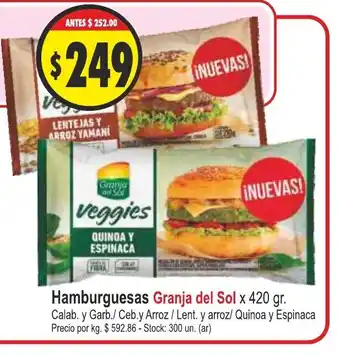 Supermercados Becerra Granja del Sol Hamburguesas x 420gr oferta