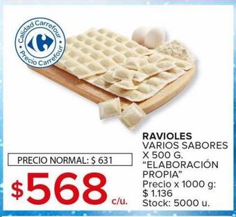 Carrefour Maxi Ravioles varios sabores x 500g elab. propia oferta