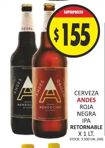 Andes Cerveza Roja Negra Ipa Retornable x 1lt