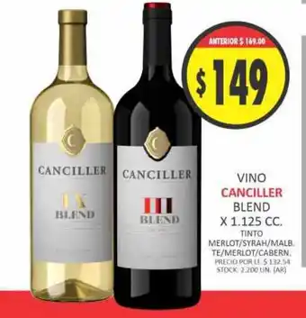 Supermercados Becerra Canciller Vino Blend x 1.125cc Tinto Merlot/Syrah/Malb.Te/Merlot/Cabern oferta