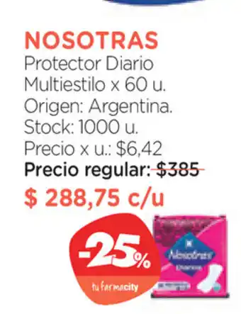 Farmacity Nosotras Protector Diario Multiestilo x 60 u. oferta