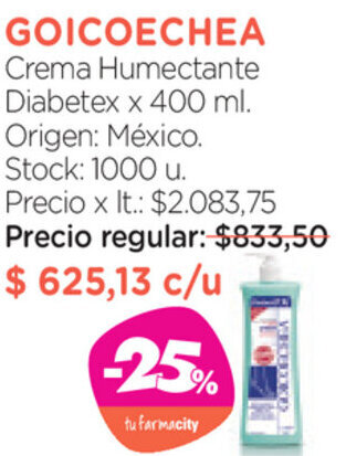 Goicoechea Crema Humectante Diabetex x 400ml