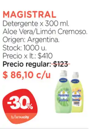 Farmacity Magistral Detergente x 300ml Aloe Vera/Limón Cremoso oferta