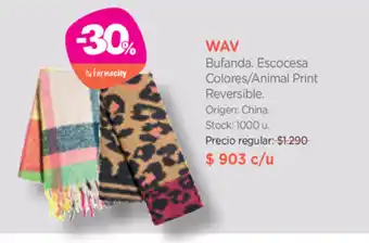 Farmacity Wav Bufanda. Escocesa Colores/Animal Print Reversible oferta
