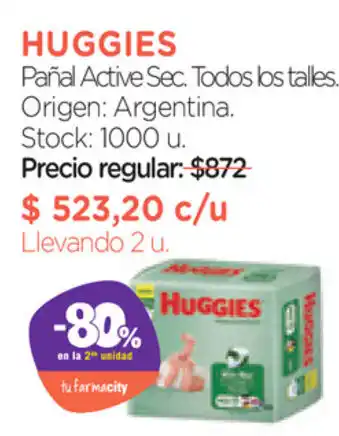 Farmacity Huggies Pañal Active Sec Todos los talles oferta