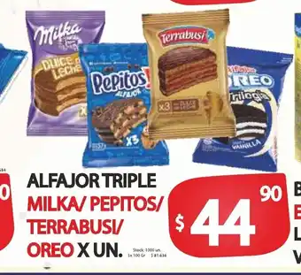 Supermercados Becerra Milka/ Pepitos/ Terrabush/ Oreo Alfajor Triple x un oferta