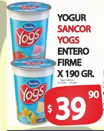 Supermercados Becerra Sancor Yogs Yogur Entero Firme x 190gr oferta
