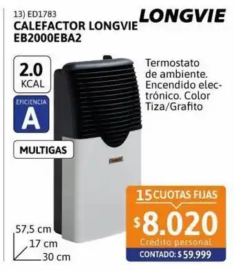 Cetrogar Calefactor longvie eb2000eba2 multigas tiro balanceado oferta