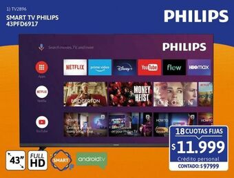 Cetrogar Smart tv led 43 philips 43pfd6917/77 full hd oferta
