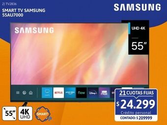 Cetrogar Smart tv led 55 samsung 55au7000 4k oferta