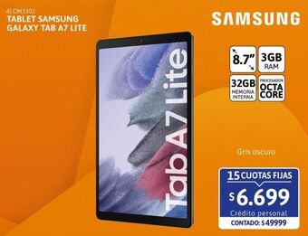 Cetrogar Tablet samsung galaxy tab a7 lite 8.7 3gb 32gb gris oscuro oferta