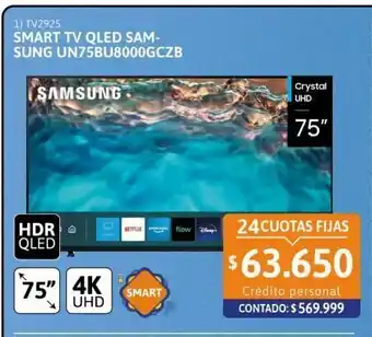 Cetrogar Smart tv led 75 samsung un75bu8000gczb 4k ultra hd oferta