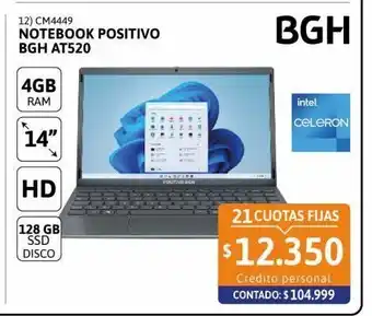 Cetrogar Notebook positivo bgh at520 celeron 4gb 128gb oferta