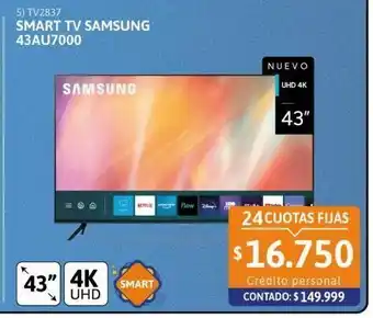 Cetrogar Smart tv led 43 samsung 43au7000 4k oferta