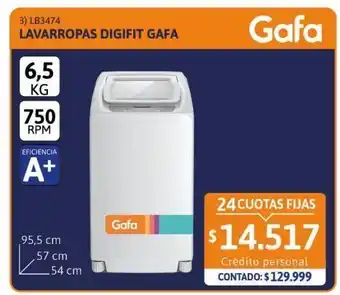 Cetrogar Lavarropas digifit 6.5 kg 750rpm blanco gafa oferta