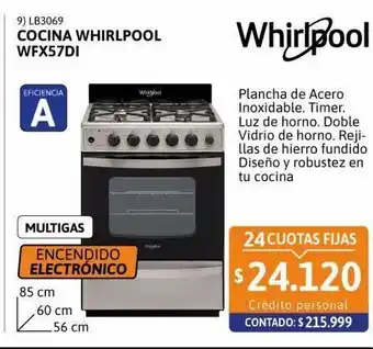 Cetrogar Cocina whirlpool wfx57di inox multigas oferta