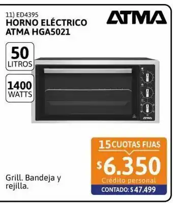 Cetrogar Horno eléctrico grill 50lt hga5021 1400w atma oferta