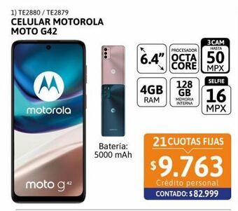 Cetrogar Celular motorola g42 6.43 4/128gb rosa oferta
