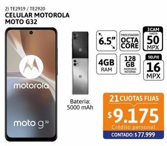 Cetrogar Celular motorola g32 6.49 4/128gb 50mp gris oferta