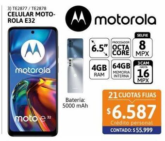 Cetrogar Celular motorola e32 6.5 4/64gb gris oferta