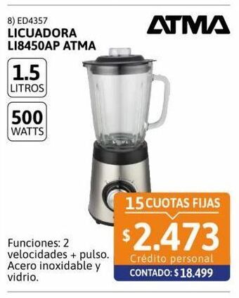 Cetrogar Licuadora li8450ap 500w 2 velocidades atma oferta