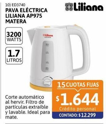 Cetrogar Pava eléctrica ap175b 1.7lt liliana oferta