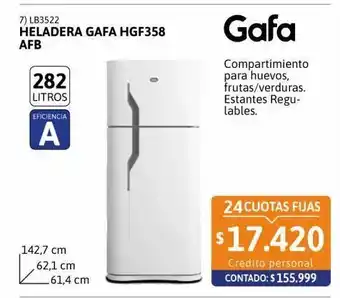 Cetrogar Heladera con freezer hgf358 afb blanca 282lt gafa oferta