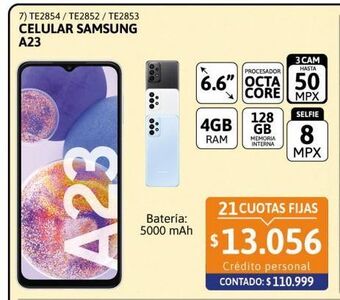 Cetrogar Celular samsung galaxy a23 6.6 lte blanco oferta