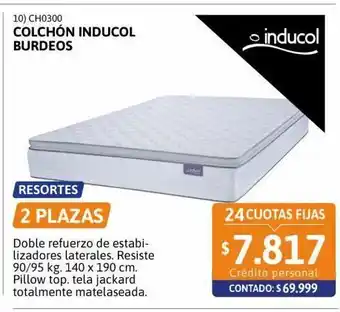 Cetrogar Colchón inducol burdeos 2 plazas 140x190 cm oferta