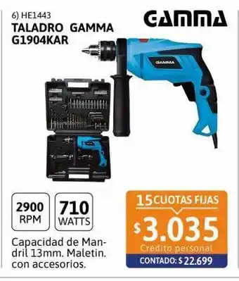 Cetrogar Taladro gamma 13mm 710w g1904kar en kit oferta