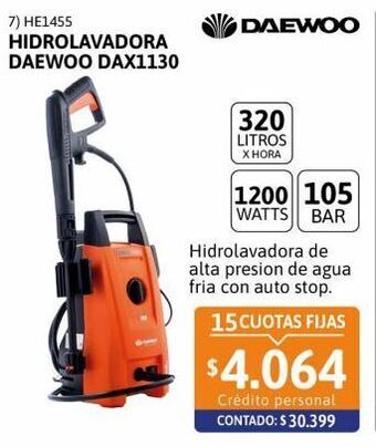 Cetrogar Hidrolavadora daewoo dax1130 105 bar 1200w oferta