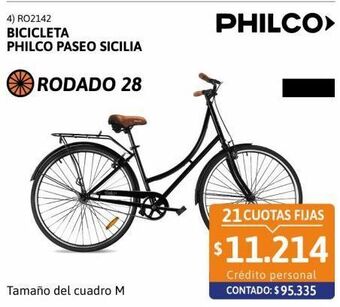 Cetrogar Bicicleta philco r28 paseo sicilia ng oferta