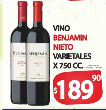 Supermercados Becerra Benjamin Nieto Vino Varietales x 750cc oferta