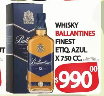 Supermercados Becerra Ballantines Whisky Finest Etiq. Azul x 750cc oferta