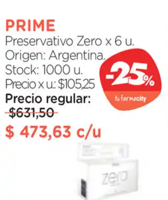 Farmacity Prime Preservativo Zero x 6 u oferta