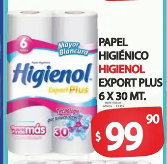 Supermercados Becerra Higienol Papel Higiénico Export Plus 6 x 30 Mt. oferta