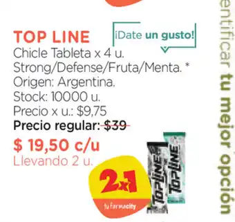 Farmacity Top Line Chicle Tableta x 4 u. Strong/Defense/ Fruta/Menta oferta