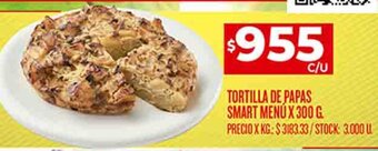 Supermercados DIA TORTILLA DE PAPAS SMART MENÚ X 300 G. oferta