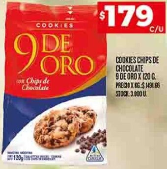 Supermercados DIA COOKIES CHIPS DE CHOCOLATE 9 DE ORO X 120 G. oferta