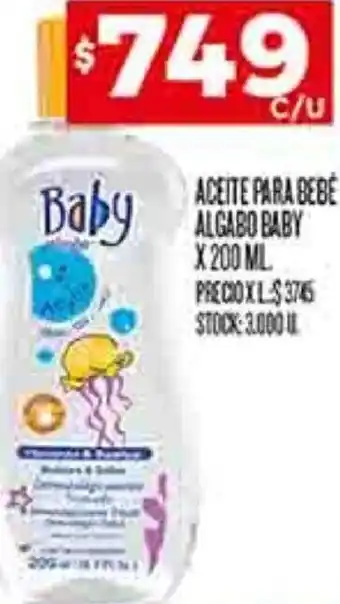 Supermercados DIA Aceite Para Bebé Algabo Baby x 200ml oferta